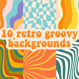 Groovy Retro Hintergrund, Groovy Retro digitale Papiere, bunte Hintergrund Jpg, Vintage Tapete, Poster, Sofort Download