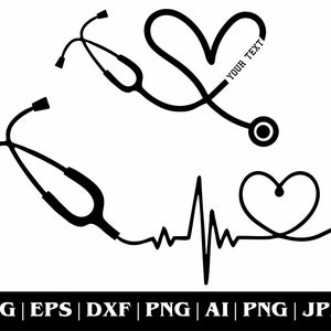 Stetoscopio cardiaco Svg, Stetoscopio Svg, Vita infermieristica Svg, Lavoratore essenziale Svg, Battito cardiaco Svg, Clipart stetoscopio, File di taglio Svg Cricut