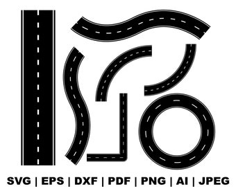 Road Svg Bundle, Road Svg, Highway Svg, Bending Svg, Curved Asphalt Road Svg, Road Clipart, Svg Cut File Cricut Silhouette, Instant Download