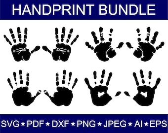 HandPrint Svg, Hand Svg, Baby Hand Svg, Handprint Svg, Print Pattern Svg, Hand Clipart, Svg Cut Files Cricut, Silhouette, Digital Download