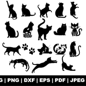 Kat Svg-bundel, kat hoofd Svg, kat gezicht Svg, kitten Svg, kat Vector, Kitty Svg, huisdier silhouet, Cat Paw Svg, kat Clipart, gesneden bestanden Cricut