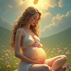 Devenir enceinte et concevoir un bébé. Cachet / Carte radionique.