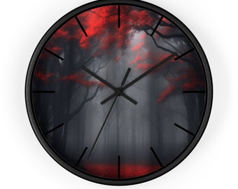 Crimson Canopy Wall Clock