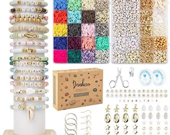 Make your own Bracelet Making Kit 7200 pcs-Polymer Clay Beads Set For Christmas Gift ,Creative Craft kit, Beads Necklace Jewelry Making Kit