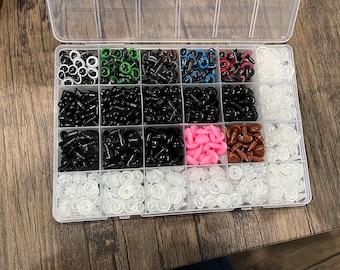 820pcs Safety Eyes and Noses for Crochet Animals, Assorted Size Crochet Eyes with Washers for Dolls Toys Eyes for Stuffed Animals Teddy Bear