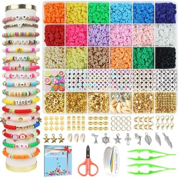 5100Pcs Bracelets Jewelry Making Kit, Polymer Clay Bead Set For Christmas Gift, Beads for Bracelet, Necklace Jewelry Making Kit, friendship
