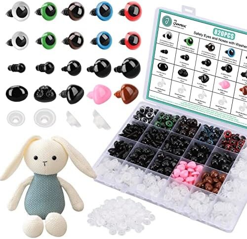 Willstar 150pcs Plastic Safety Eyes and Noses with Washers, 6-12mm Craft Doll Eyes and Teddy Bear Nose for Crafts, Crochet Toy and Stuffed Animals