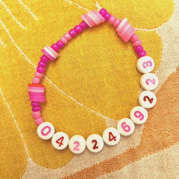 Armband, Zahlen Armband, Telefonnummer Armband, Kinder Geschenk