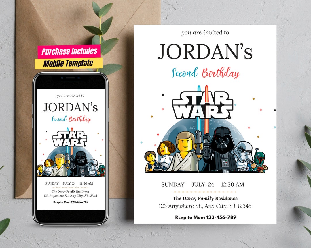 Star Wars Jedi & Sith Themed Birthday Invitation Star Wars Party Invite ...
