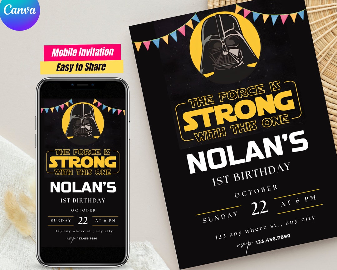 Custom Starwars Birthday Mobile Invite Vader Birthday Sith Lord Party ...