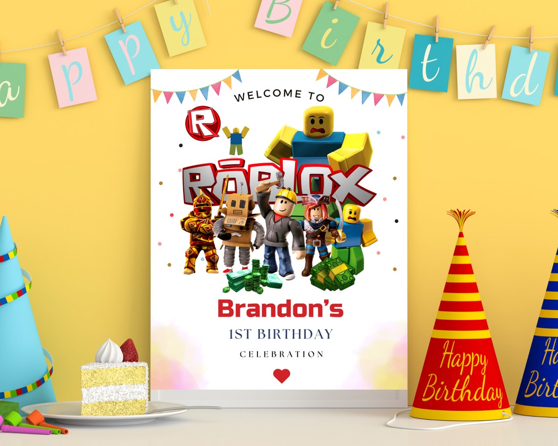 Roblox Birthday Banner, Roblox Birthday Card, Roblox Digital Download ...