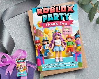 Biglietti di ringraziamento per ragazze Roblox Note di gratitudine per i giocatori per bomboniere per feste di compleanno Biglietti di ringraziamento Roblox per ragazze Biglietti di ringraziamento a tema Roblox