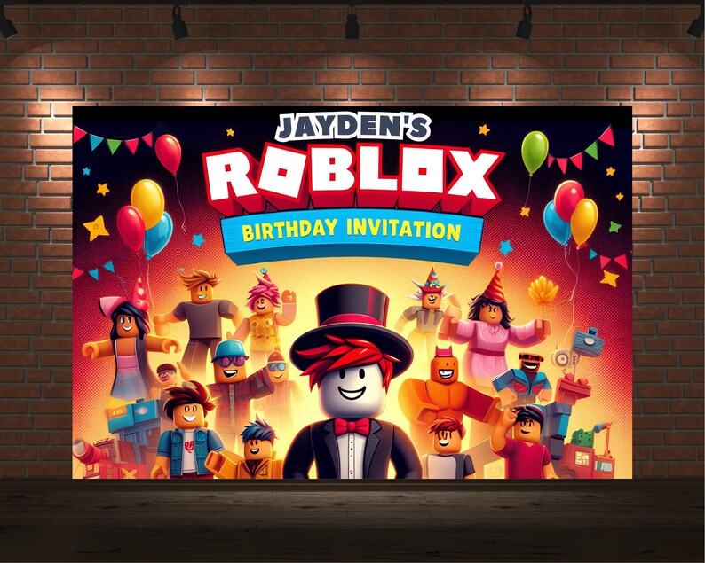 Roblox Birthday Banner Roblox Kids Birthday Party Banner Personalised ...