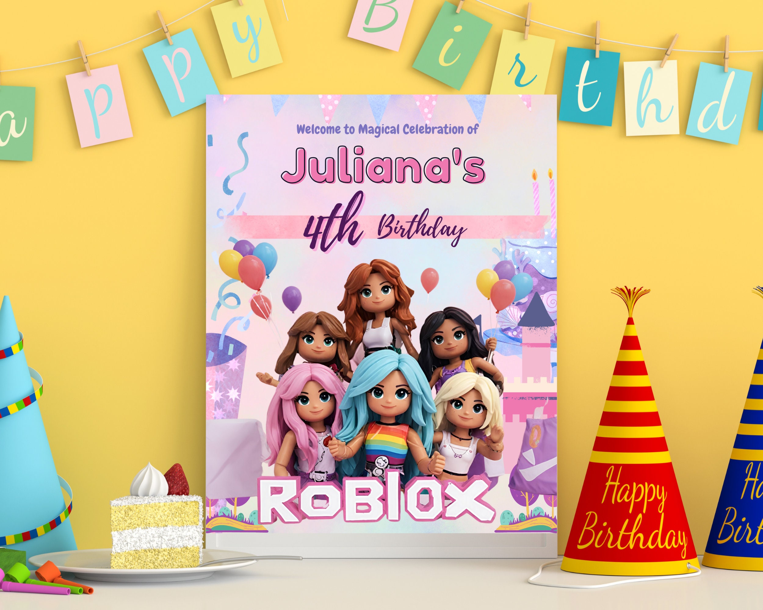 Roblox Party Sign for Girls Roblox Welcome Sign for Girls Colorful ...