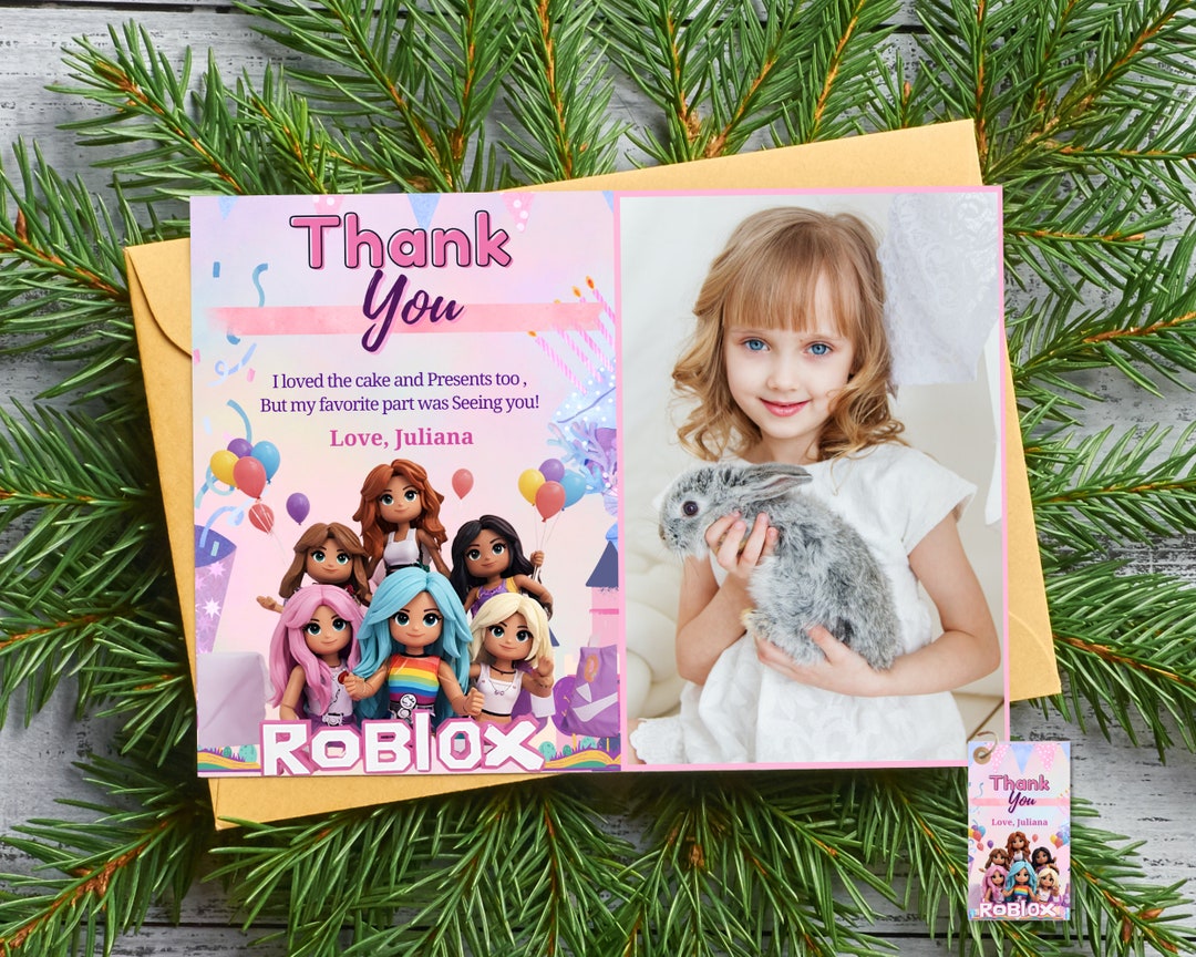 Thank You Rox Roblox Girls Photo Thank You Card Instant Download Girl Roblox Thank ...
