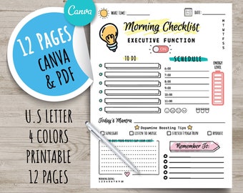 ADHS Planer Tägliches Produktiviätspaket, Planung und Produktivität, druckbarer und bearbeitbarer Planer, Aufgabenlisten-Produktivitätsplaner, Digital