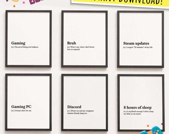 Home Druckbare Wandkunst, Gamer druckbare Kunst, Definition druckbar, Spielzimmer Wanddeko, Deko Poster, Definition Zitat Set, Gaming Wandkunst