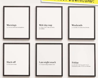 Zuhause lustige druckbare Wandkunst, druckbare Wandkunst, Definition druckbare, Haus Wanddeko, Deko-Poster, Definition Zitat Set, Wandkunst