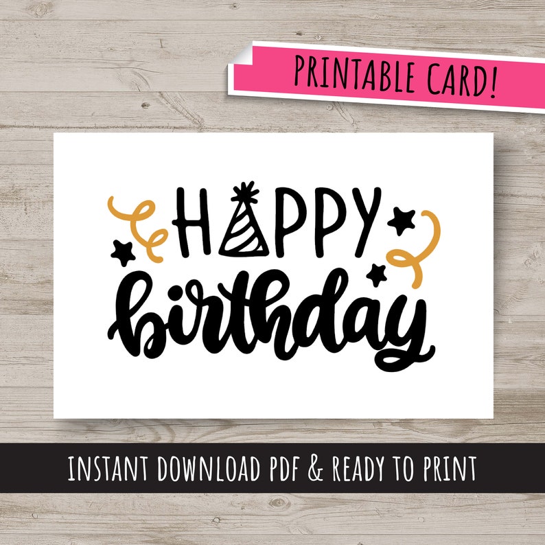 Printable Birthday Card, Instant Download, Cards for Birthday, Birthday ...