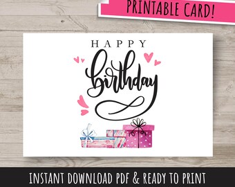 Druckbare Geburtstagskarte, Sofort Download, Karten zum Geburtstag, Geburtstagskarte zum Herunterladen, druckbare Karte, Happy Birthday Card