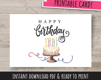 Druckbare Geburtstagskarte, Sofort Download, Karten zum Geburtstag, Geburtstagskarte zum Herunterladen, druckbare Karte, Happy Birthday Card