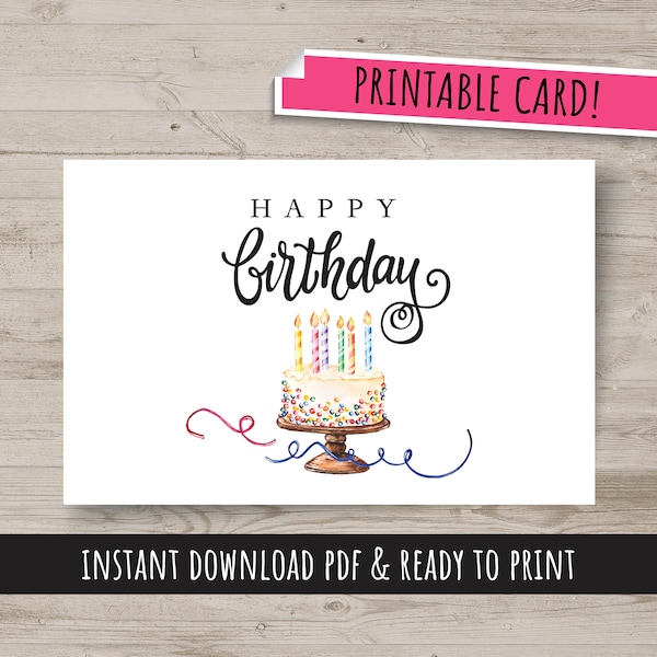 Printable Birthday Card, Instant Download, Cards for Birthday, Birthday Card to Download, Printable Card, Happy Birthday Card