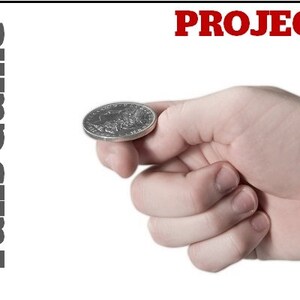 May include: A hand flips a silver coin in the air. The text "Heads & Tails Game" is on the left side of the image. The text "PROJECT #5" is on the right side of the image.