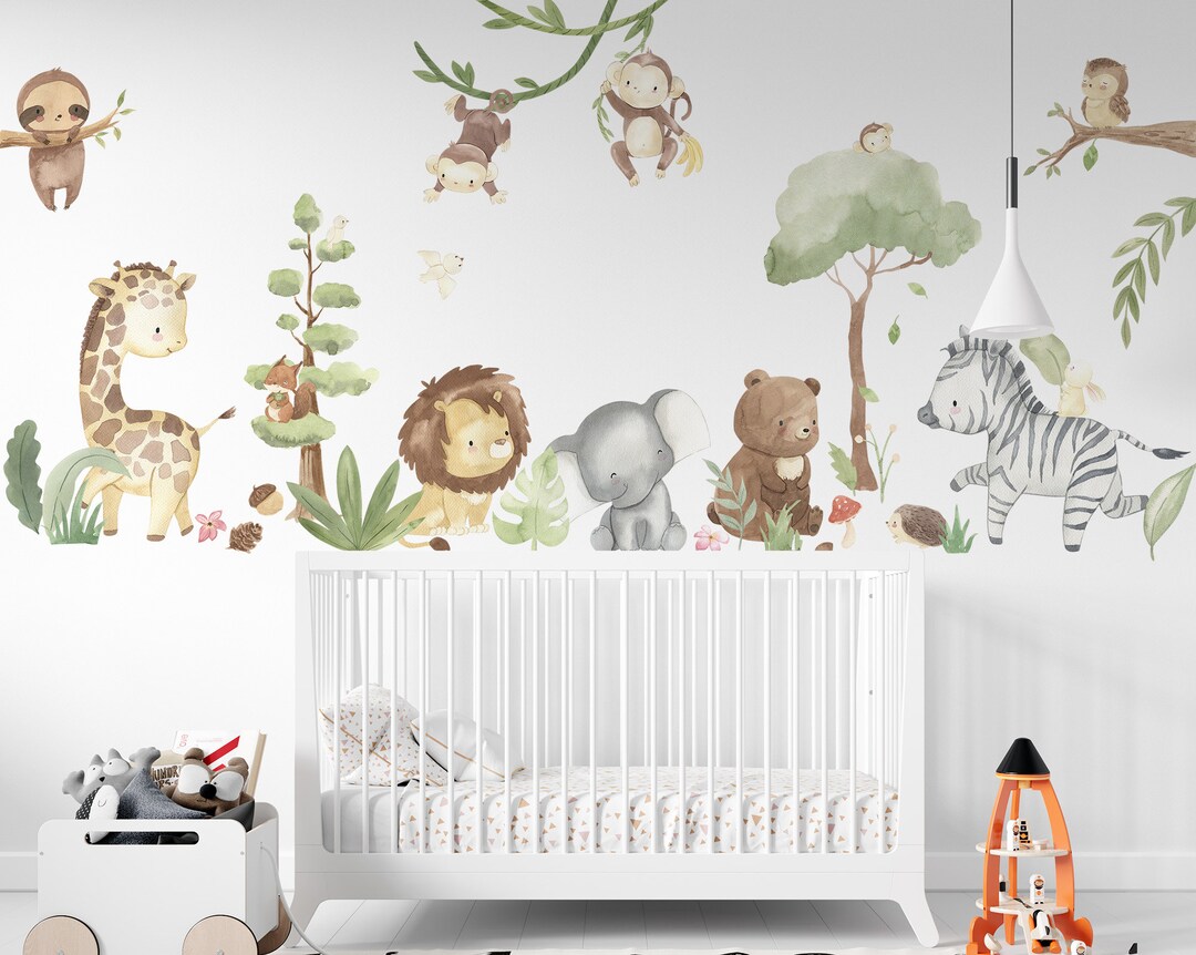 Safari Animals Wall Decal Set Nursery Wall Stickers Removable Vinyl ...