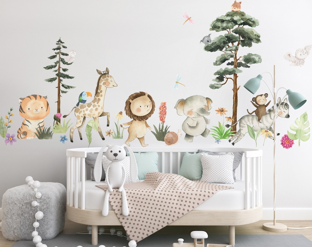 Woodland Animals Wall Decal Baby Nursery Decor Stickers Large Size ...