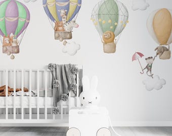 wondever Watercolor Hot Air Balloon Animals Wall Jamaica wondever Watercolor Hot Air Balloon Animals Wall Jamaica