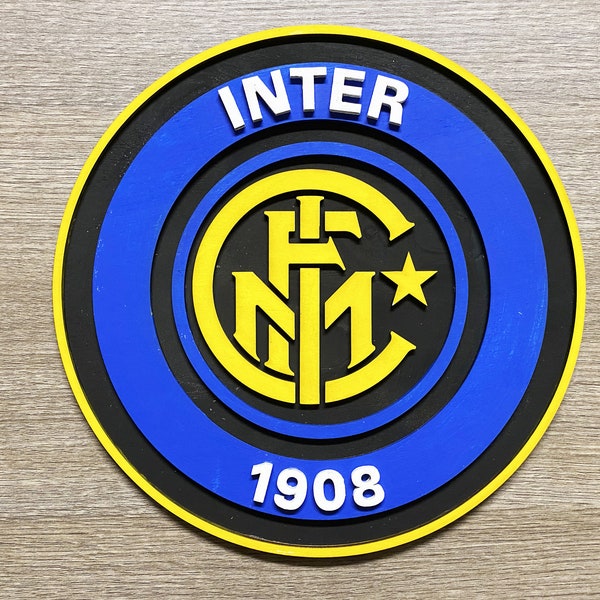 Logo Inter calcio 3d in legno multistrato - Arte da Parete