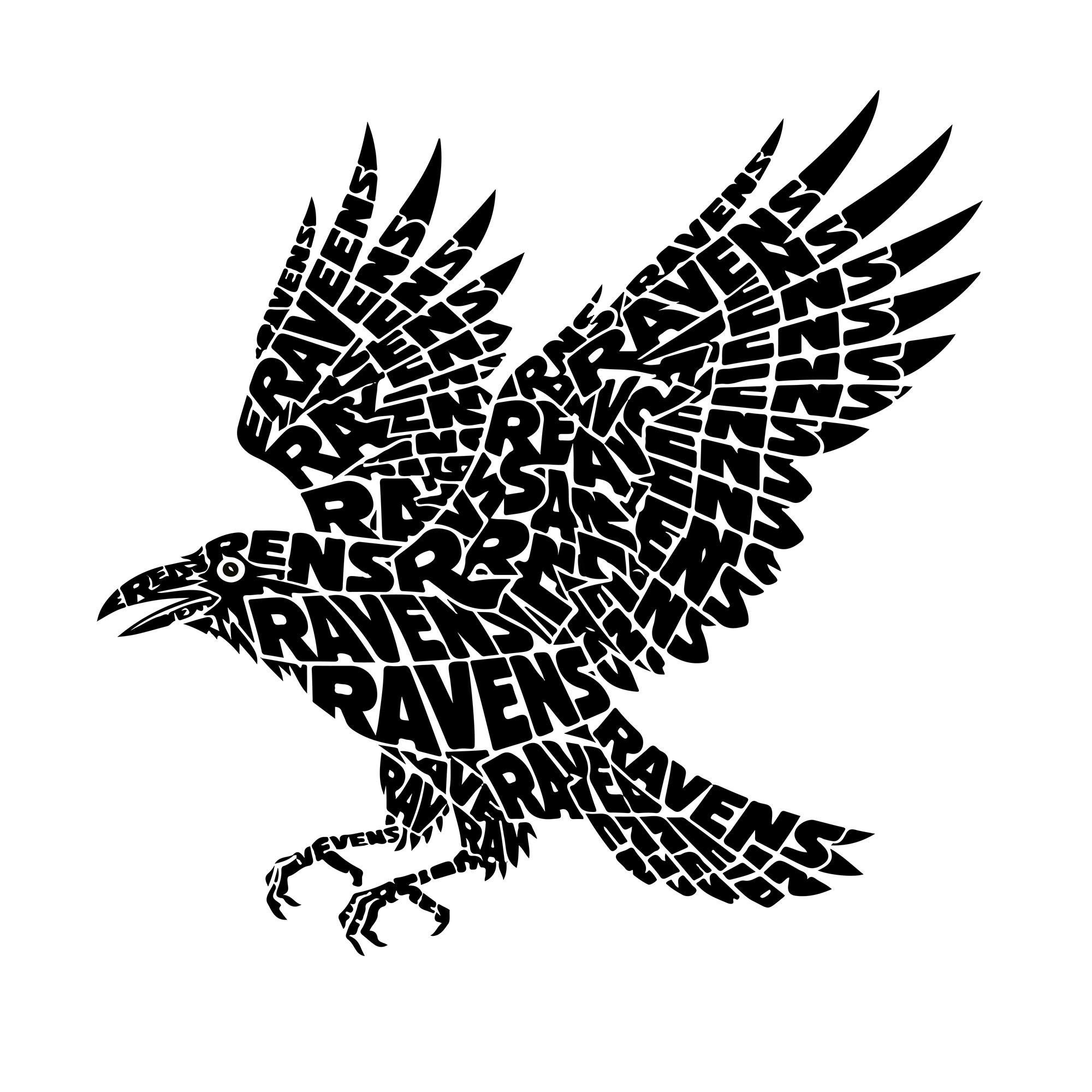 Raven Text Design Ravens Typography SVG PNG | Ravens Word Art Illustration | Flying Raven ...