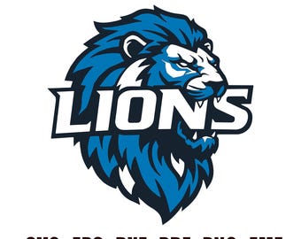Lions SVG, Lions SVG Cricut, Lions Cutfile, Lions Silhouette, Lions School Mascot, Lions Svg , Gift, Birthday, Lions png/dxf/eps/pdf