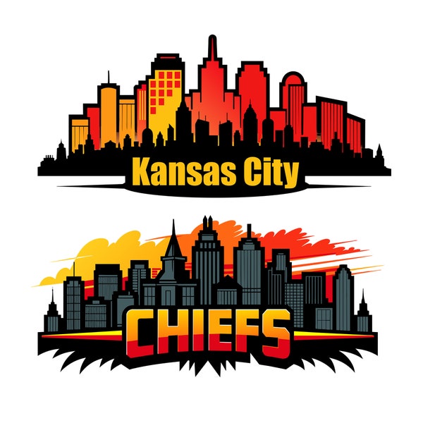 Kansas city skyline silhouette ,chiefs  svg ,Digital file only,Instant download cutting files cricut instant download