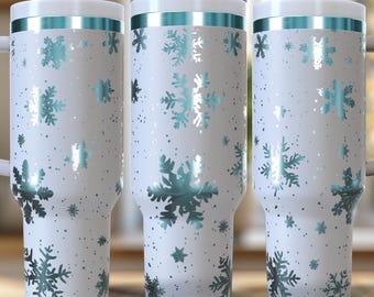 Minimalist Snowflake Snowfall 40 oz. Laser Engraved Digital Design PNG,SVG File Download, Winter Tumbler Wraps, Snowflake Tumbler, Snowflake