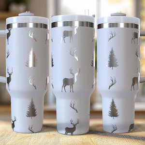 Hirsche und Bäume 40 oz. Laser graviertes digitales Design PNG, SVG-Datei-Download, Jagdbecher, Geschenke für die Wildnis, Geschenke für Jagdliebhaber