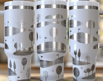 Golf Landscape Scene 40 oz. Laser Engraved Digital Design PNG,SVG File Download, Golf Tumbler, Golf Dad Gift, Fathers Day Gift for Golfers
