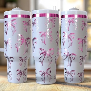 Coquette Bows Pattern 40 oz. Laser Engraved Digital Design PNG,SVG File Download, Coquette Gifts, Coquette Tumblers for Her, Trendy Tumblers