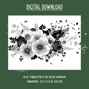 春の花柄タンブラーラップ 40オンス レーザー刻印デジタルデザイン PNG、SVGファイルダウンロード、春の花柄タンブラーラップ、美しいタンブラー 画像 3