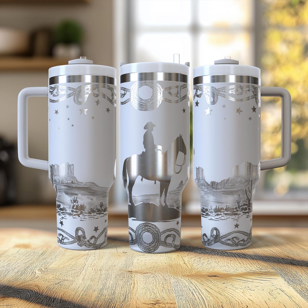 Western Cowboys Horse Tumbler Wrap 40 Oz. Laser Engraved Digital Design ...