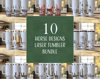 10 Horse Tumbler Wraps Bundle, 40 oz. Laser Engraved Digital Design PNG & SVG Bundle, Horse Tumblers, Mustang Tumbler, Laser Svg File Bundle