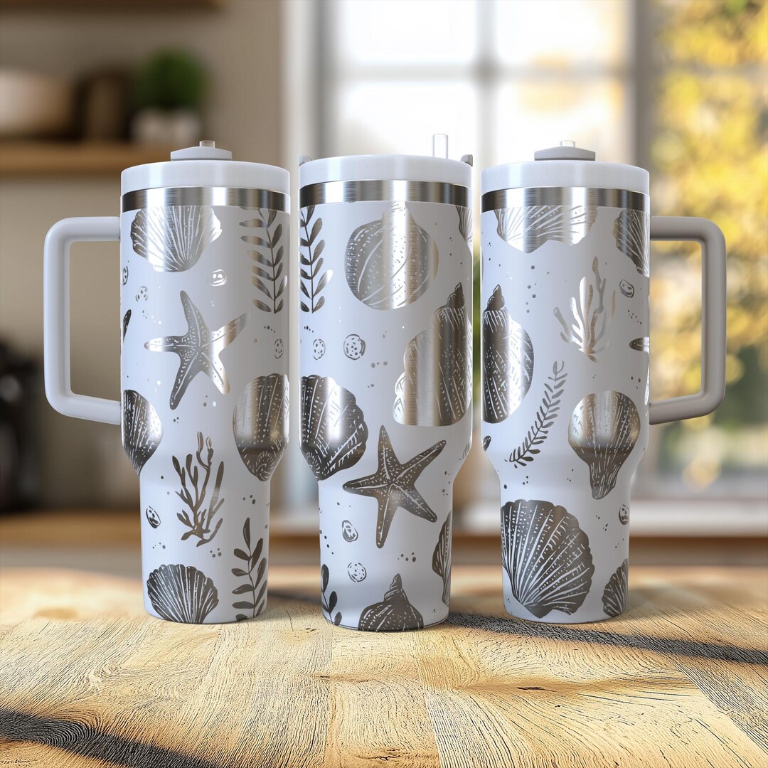 Seashells and Starfish 40 Oz. Laser Engraved Digital Design PNG,SVG ...
