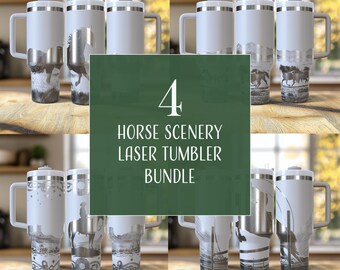 4 Horse Scenery Tumbler Wrap Bundle, 40 oz. Laser Engraved Digital Design PNG & SVG Bundle, Horse Tumblers, Laser Svg Files, Horse Gifts
