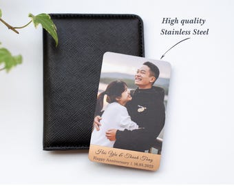Portafoglio fotografico in metallo personalizzato / Portafoglio fotografico personalizzato / Regalo fotografico per anniversario / Regali di Natale per lui per fidanzato, marito