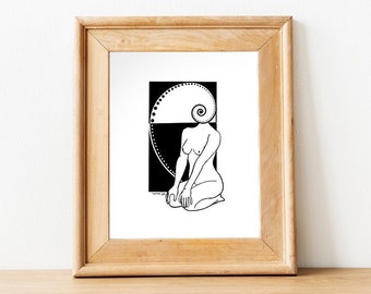 Handmade Art Feminine print | Self Love Art | Self Care Print | spiral art print | Woman Art |