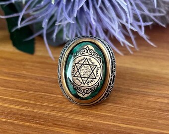 Seal of Solomon Ring, 925 Sterling Silver Men's Ring, Star of David Signet, Islamic Protection Amulet, Gift for Him