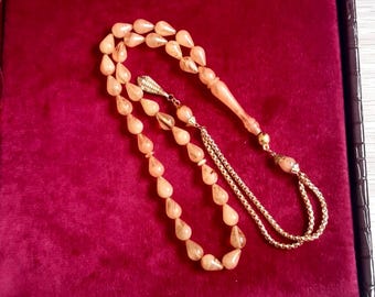Rosario de baquelita color miel, tasbih en forma de gota de 10 x 8 mm, rosario que cambia de color de 33 cm, misbaha personalizado hecho a mano.
