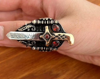 Sterling Silver Archer Thumb Ring: Turkish Zihgir Style