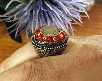 Sterling Silver Seal of Solomon Ring, Handmade Signet Ring