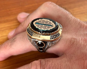 Handmade 925 Sterling Silver Islamic Ring: Ottoman Design